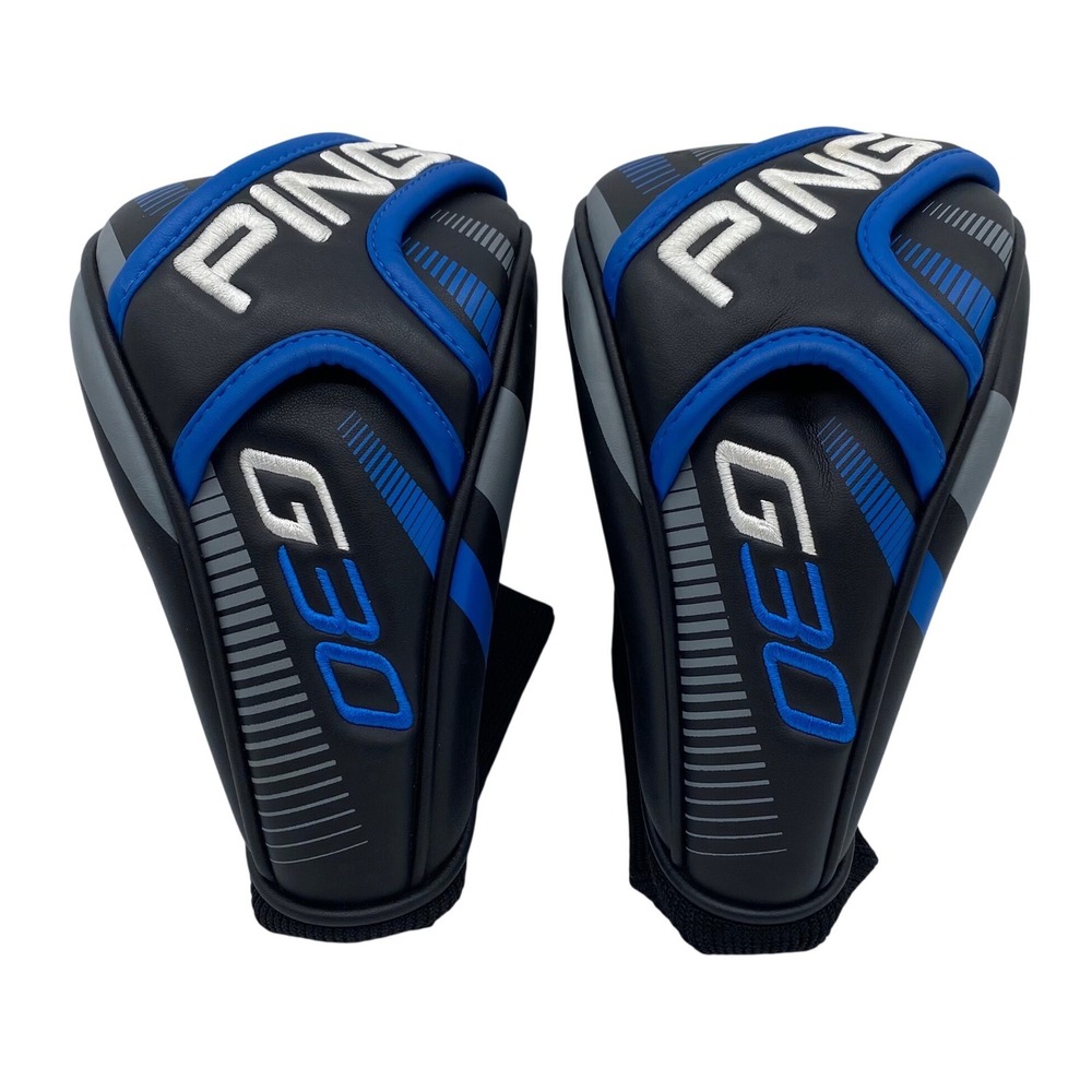 Ping G30 Fairway Wood Headcovers Set of 2 Black Blue Grey Embroidery (Read)